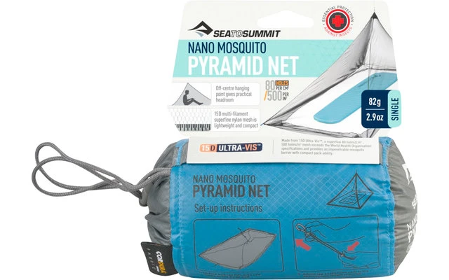 Sea To Summit Nano Mosquito Pyramid Net Single Moskitonetz 120x220x100cm 1 Sea To Summit Nano Mosquito Pyramid Net Single Moskitonetz 120x220x100cm