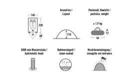 High Peak Kingfisher 2 Leichtgewichtiges Kuppelzelt 220 X 140 Cm -Outwell Store 809855 5283224